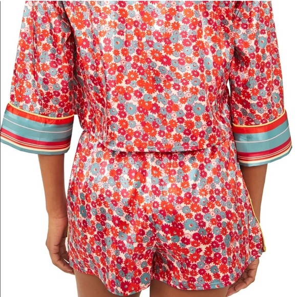 Free People Pillow Talk Satin PJ Pajama Set Retro Floral NWT - Picture 3 of 12
